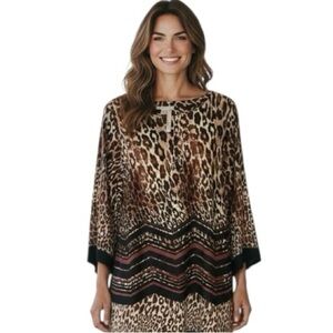 AA Studio 2X Leopard Print Tunic / Blusa Animal Print Plus Size